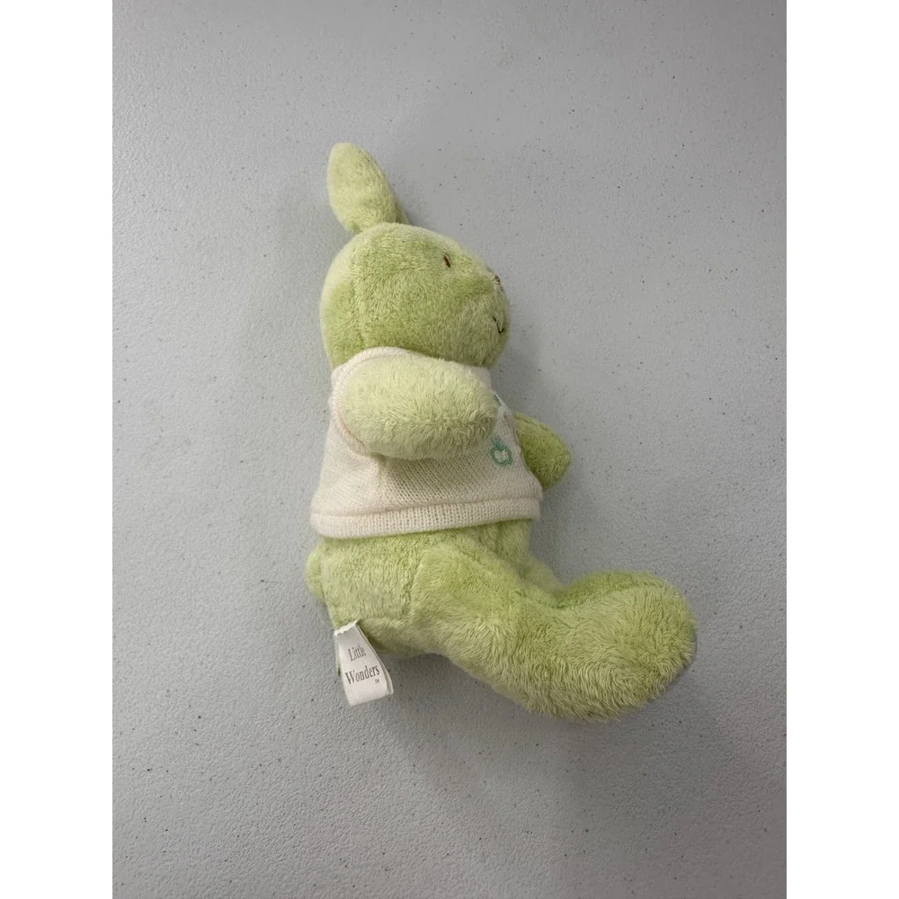 Little Wonders Bunny Plush Green Rabbit Stuffed Animal Sweater 10in Kids Rattle